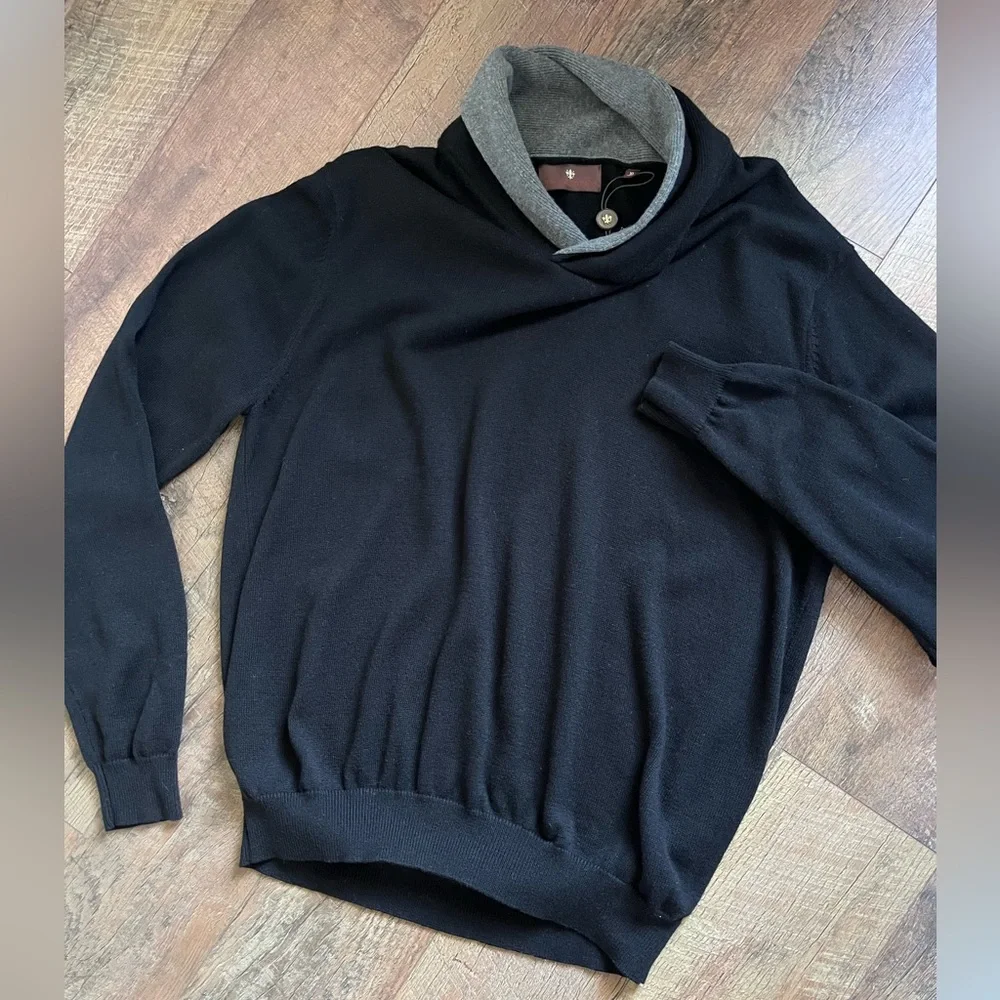 Toscano NWOT merino‎ wool shawl neck pullover sweater men’s XL
